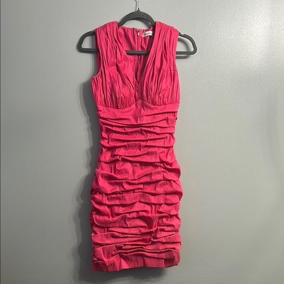 Calvin Klein Pink Ruched Bodycon Mini Dress SZ 2 - Picture 1 of 9
